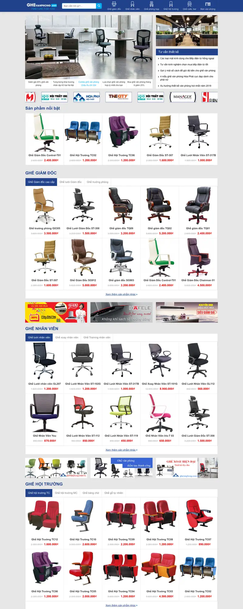 Mẫu web bán ghế văn phòng
