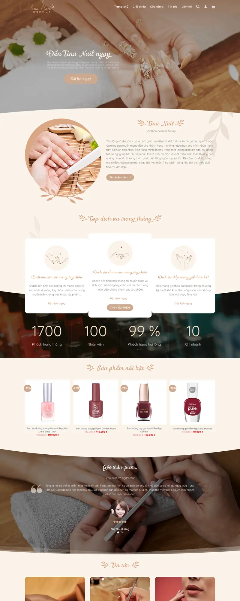 Mẫu web dịch vụ nail và phụ kiện