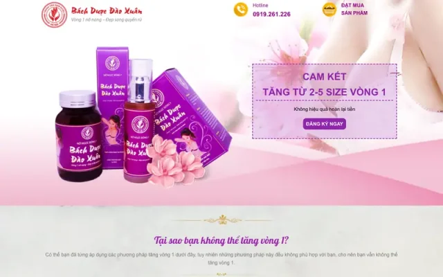 Mẫu web landing page về kem nở ngực