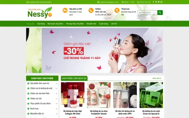 Mẫu web mỹ phẩm 2