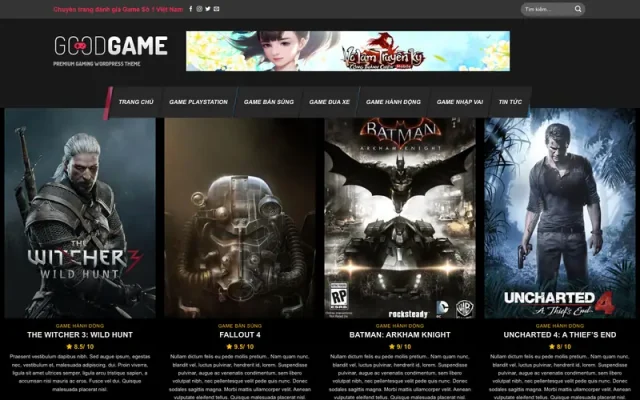 Mẫu web review game