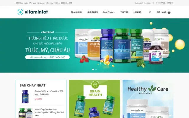 Mẫu web bán vitamin, thực phẩm chức năng