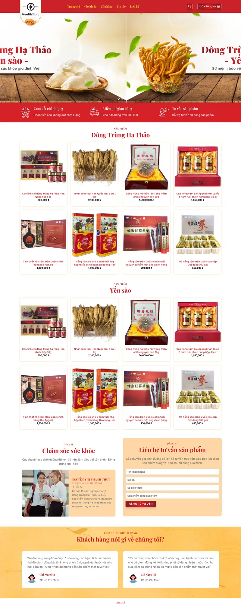 Mẫu web bán yến sào 02