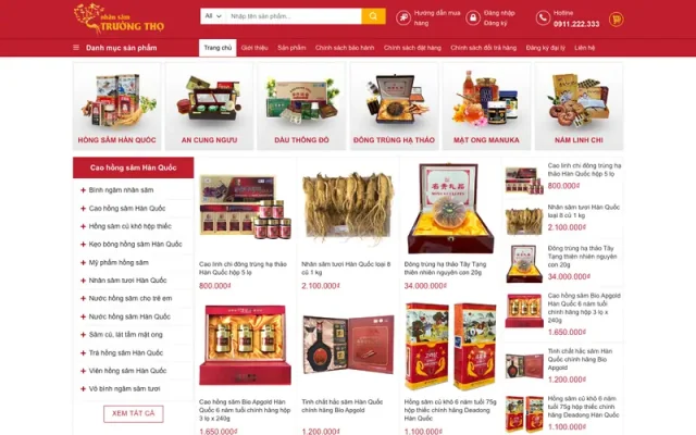 Mẫu web bán nhân sâm 01