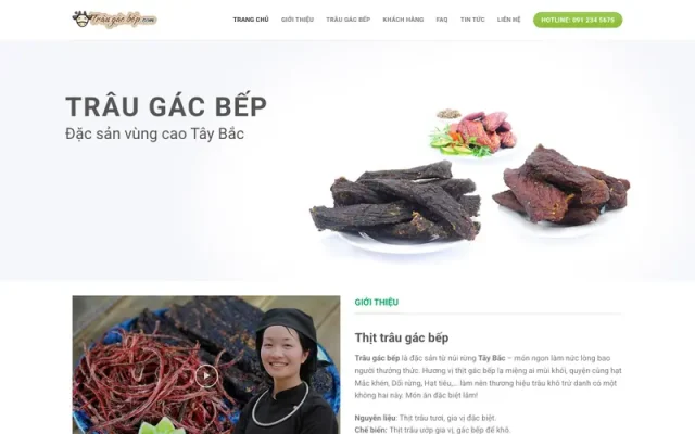 Mẫu web landing page bán thịt trâu