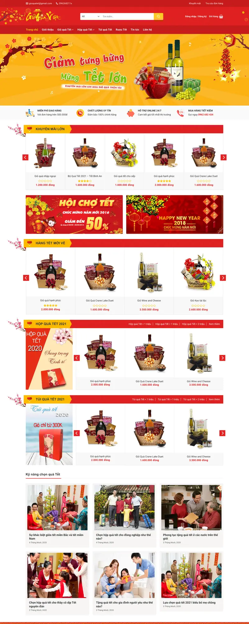 Mẫu web bán quà tết – giới thiệu sản phẩm – màn hình 1