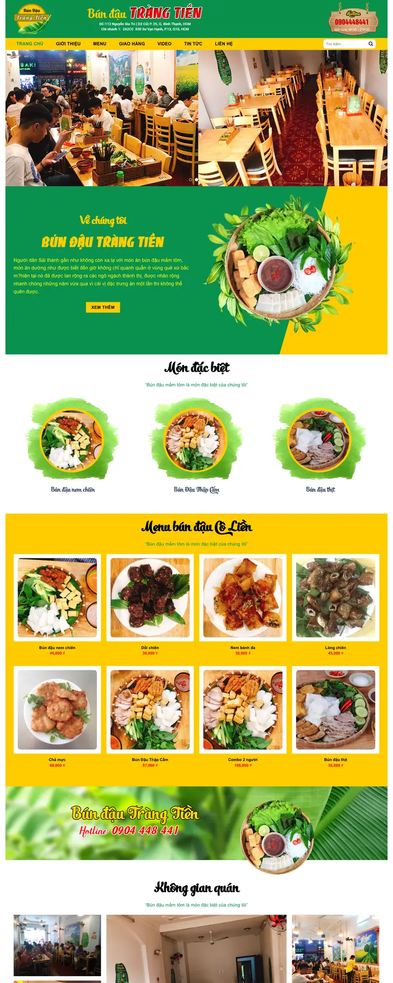Mẫu web bán bún đậu