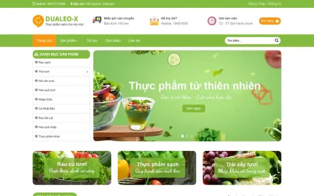 Mẫu web thực phẩm sạch