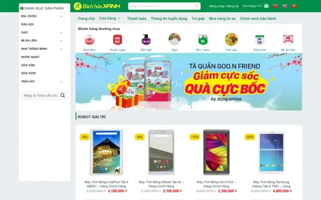 Mẫu web bách hóa xanh