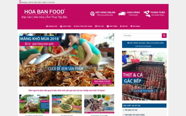 Mẫu web bán đặc sản