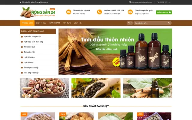 Mẫu web bán hạt điều