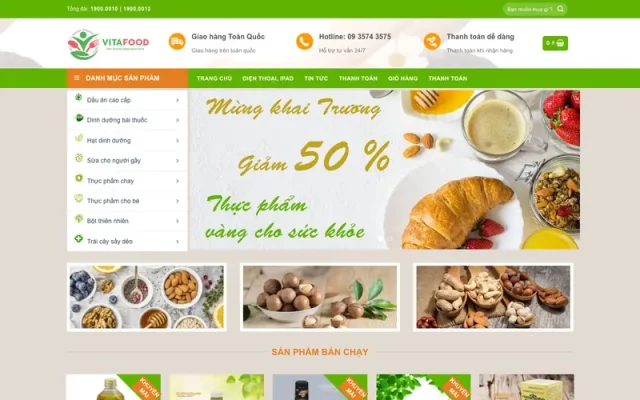 Mẫu web bán thực phẩm