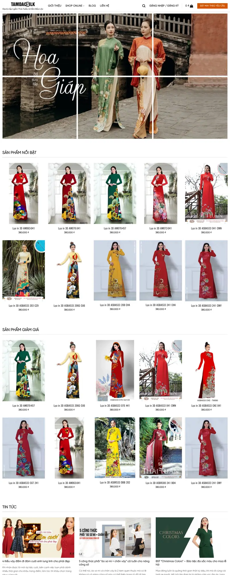 Mẫu web bán áo dài – màn hình 1