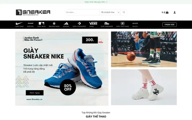 Mẫu web bán giày sneaker