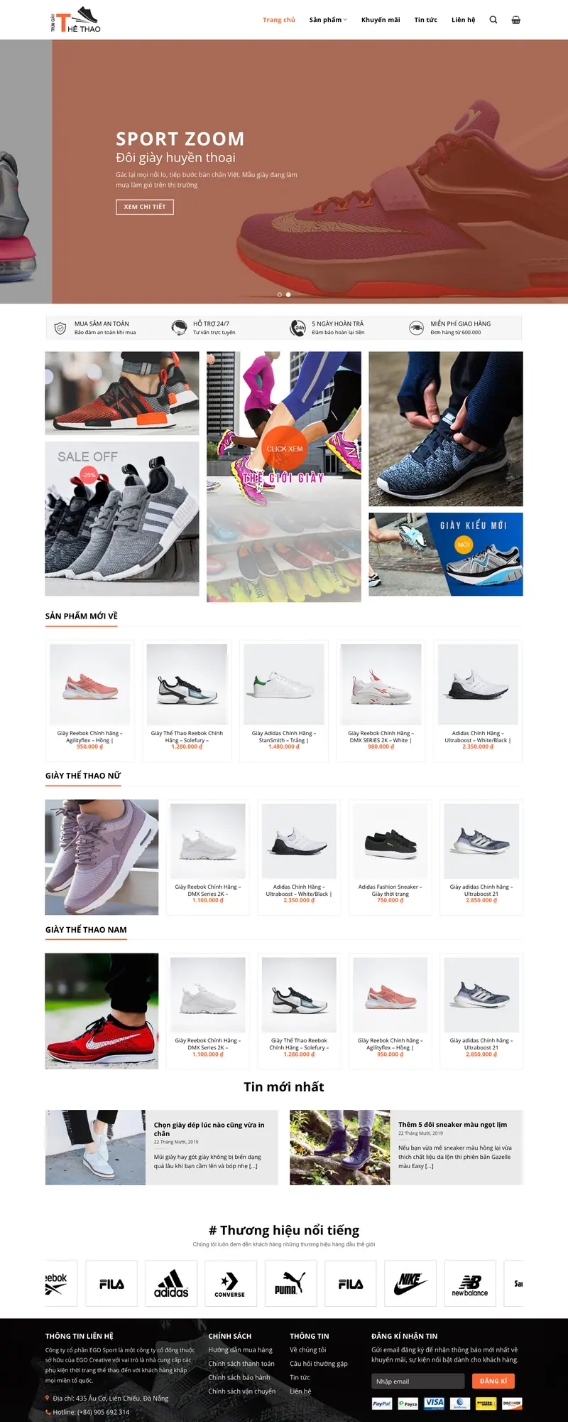 Mẫu web bán giày thể thao 01