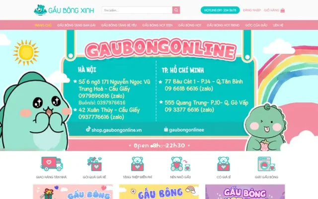 Mẫu web bán gấu bông