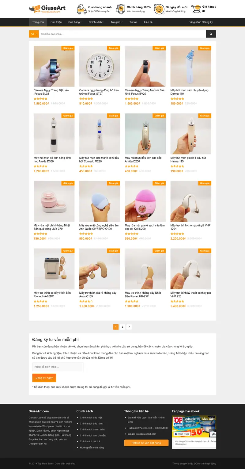 Mẫu web shop 03 – màn hình 1