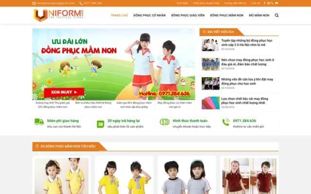 Mẫu web thene bán đồng phục