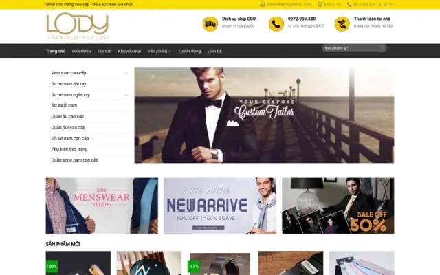 Mẫu web bán đồ nam