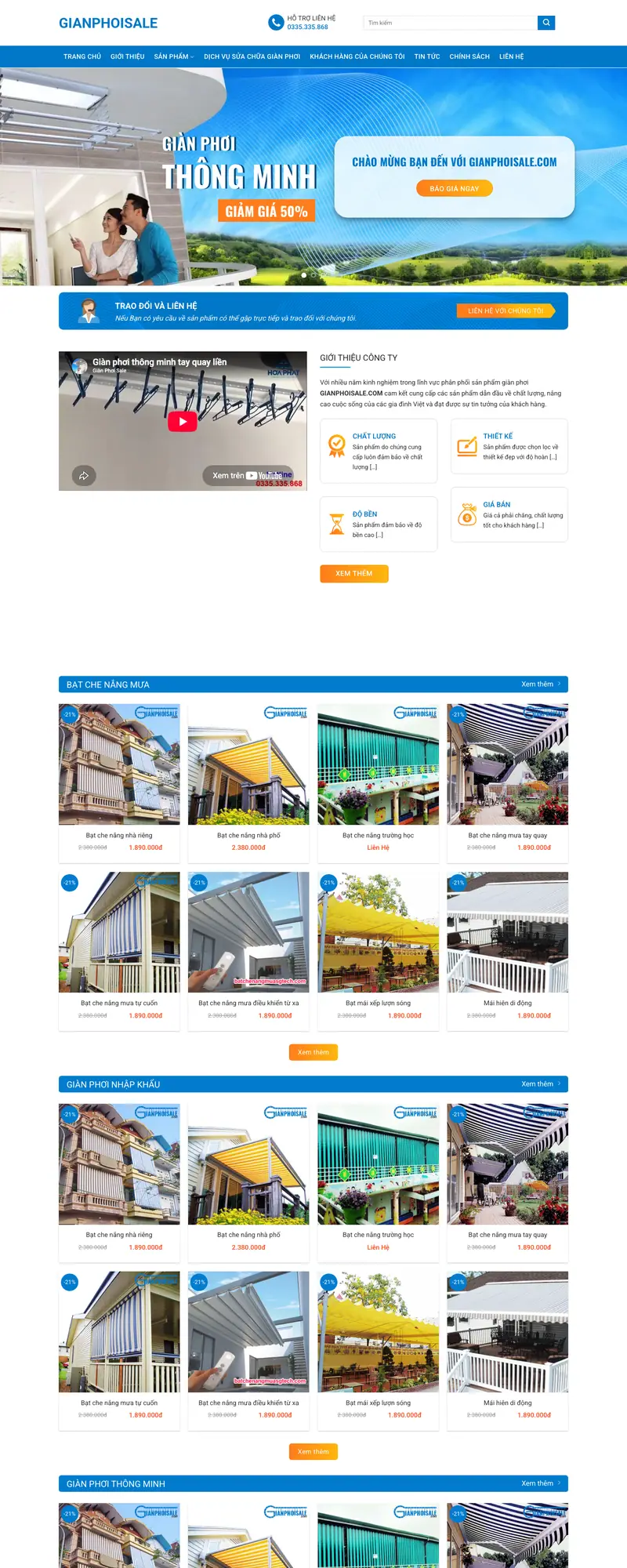 Mẫu web bán giàn phơi