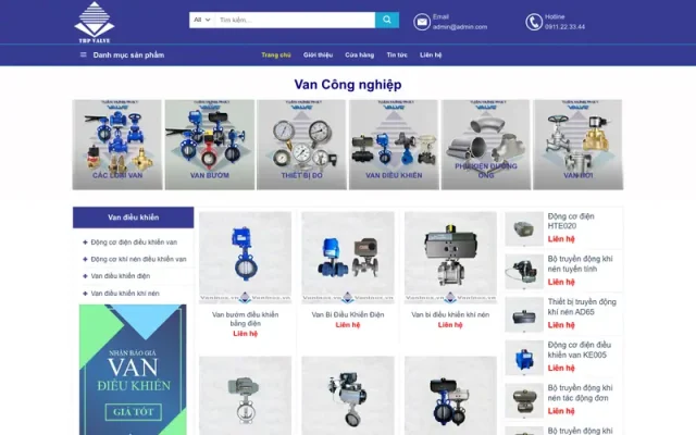 Mẫu web bán van inox