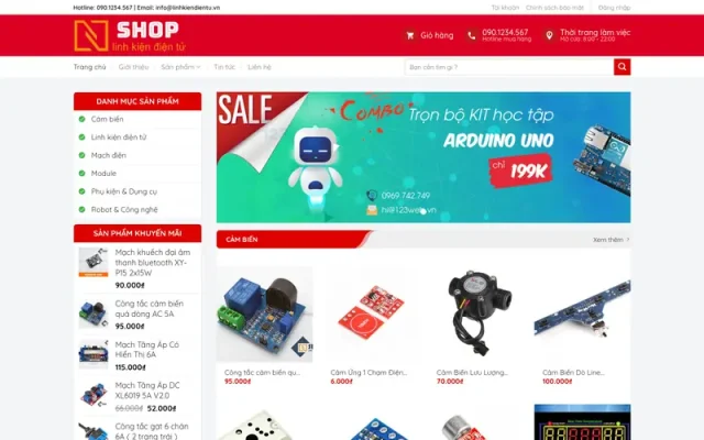 Mẫu web bán linh kiện 01