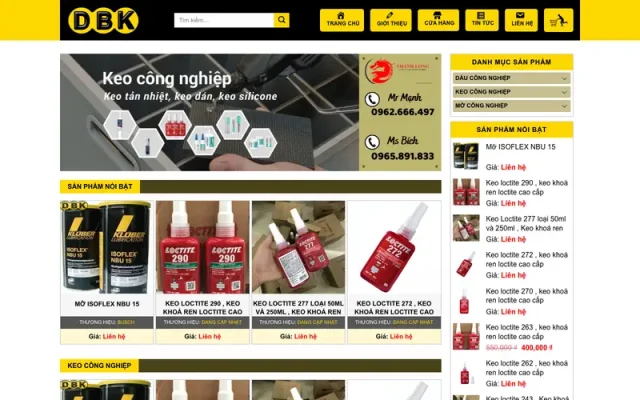 Mẫu web bán keo mỡ