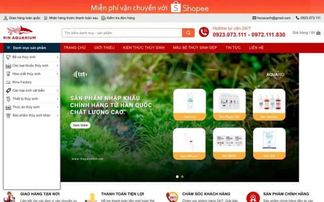 Mẫu web bán đồ thủy sinh 01