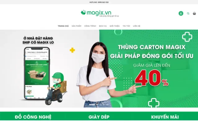 Mẫu web bán thùng carton