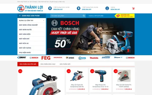 Mẫu web bán điện máy – điện cơ 01