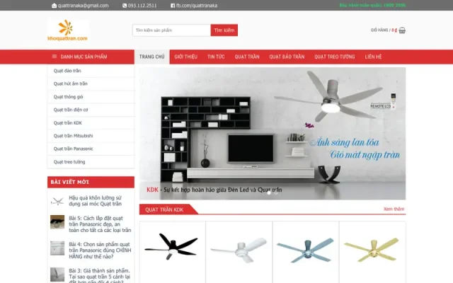 Mẫu web bán quạt trần