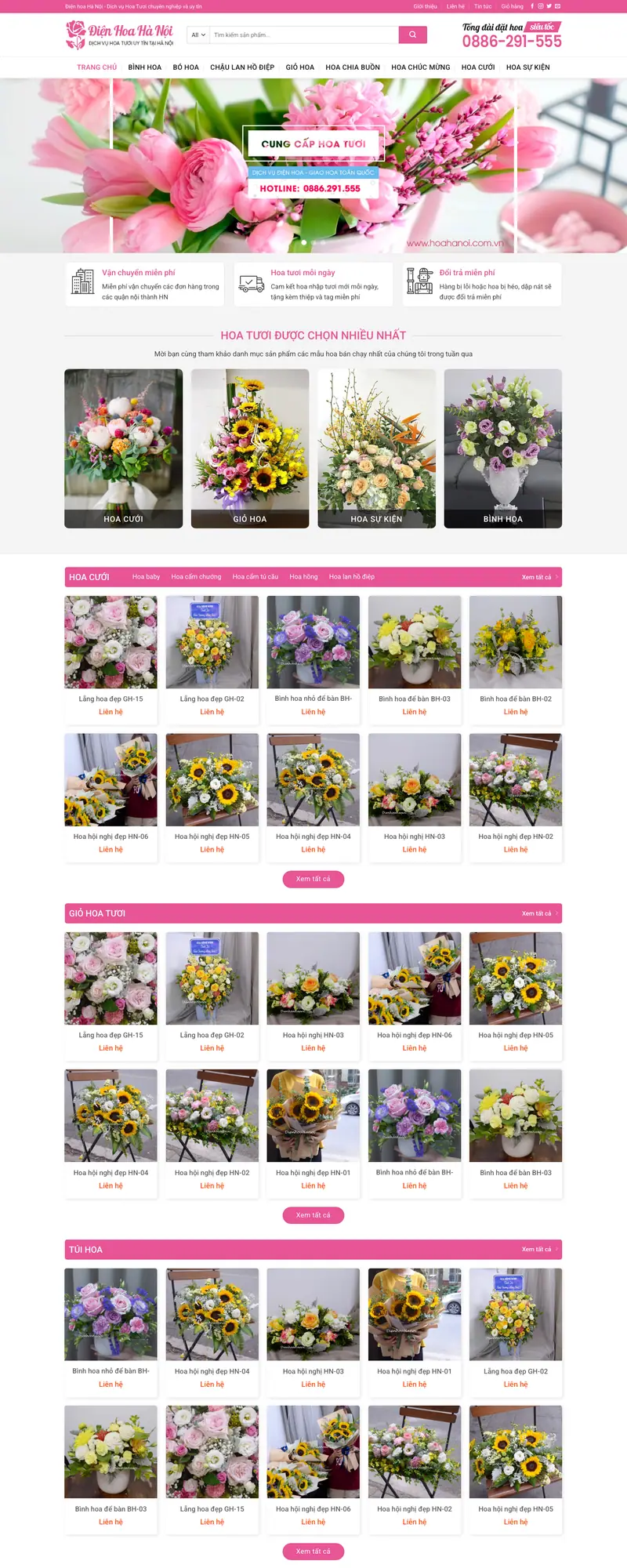 Mẫu web bán hoa tươi 01 – màn hình 1