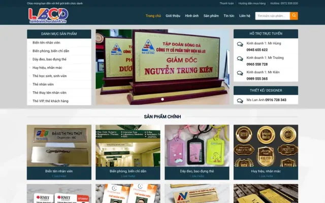 Mẫu web biển chức danh