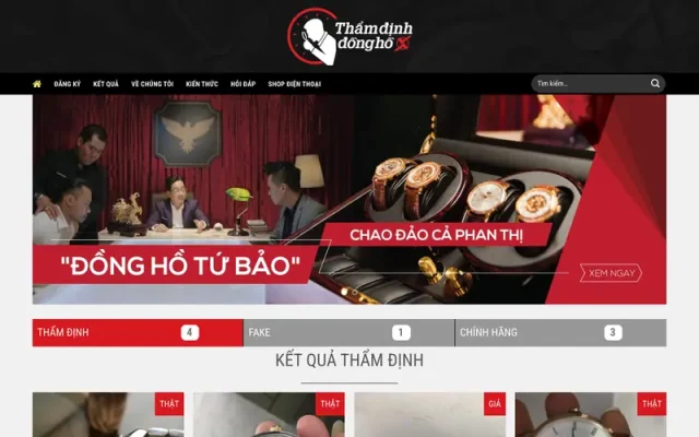 Mẫu web thẩm định sản phẩm