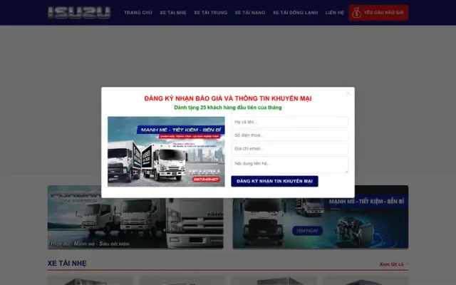 Mẫu web bán xe isuzu