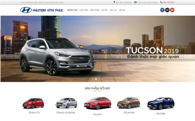 Mẫu web đại lý xe hyundai