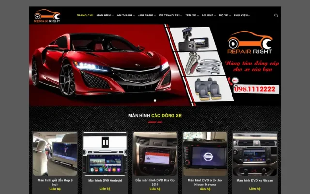 Mẫu web đồ chơi xe
