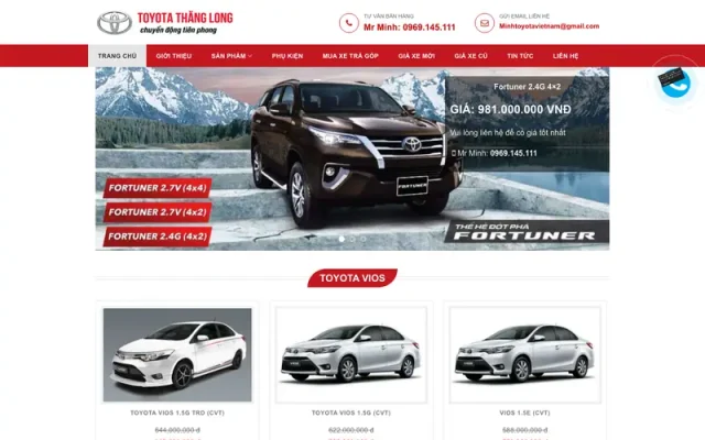 Mẫu web bán xe hơi