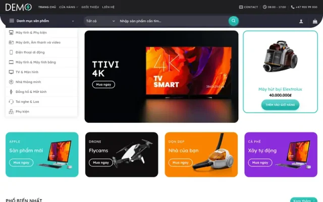 Mẫu web bán thiết bị điện – điện tử