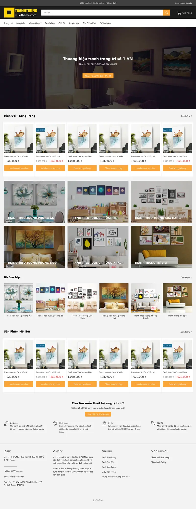 Mẫu web bán tranh tường canvas 2 – màn hình 1