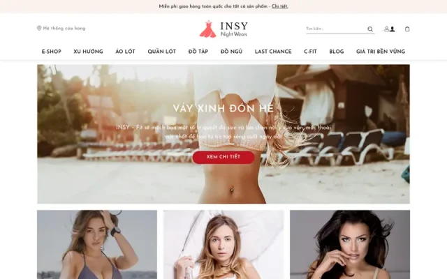 Mẫu web thời trang bán bikini, nội y