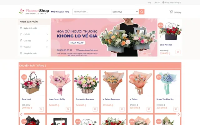 Mẫu web shop bán hoa tươi 5