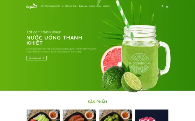 Mẫu web bán nước ép trái cây, thực phẩm, rau củ quả