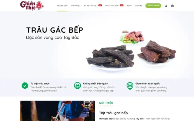 Mẫu web bán trâu gác bếp, bò một nắng