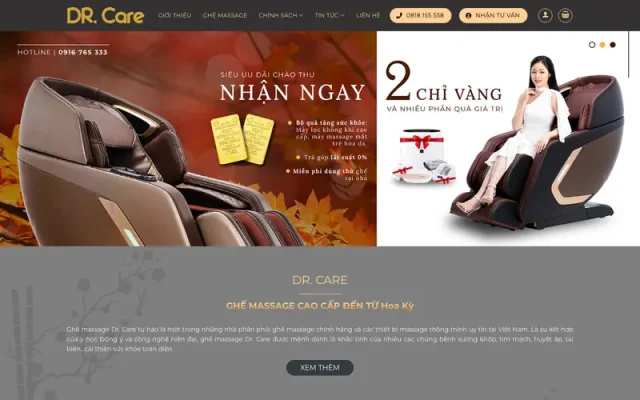 Mẫu web bán ghế massage dr.care