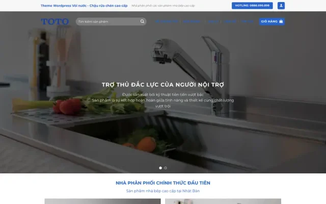 Mẫu web bán vòi nước, chậu rửa chén, thiết bị nhà bếp