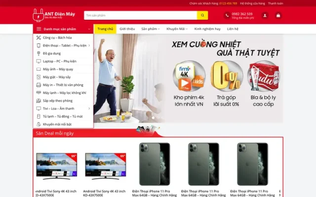 Mẫu web điện máy 7