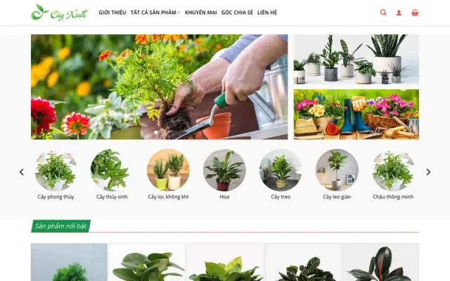 Mẫu web bán chậu cây, cây cảnh, cây xanh 3