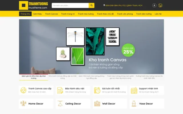 Mẫu web bán tranh tường canvas, trang trí nhà cửa