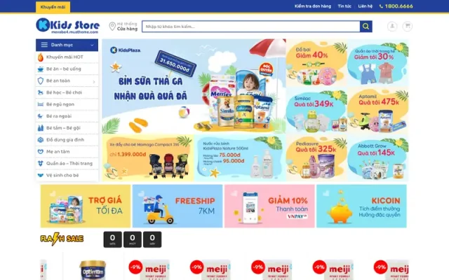 Mẫu web shop mẹ và bé 4 – kids store